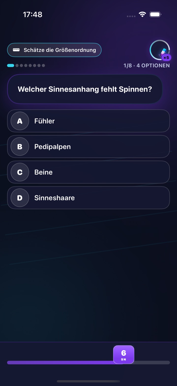 Deutsche Frageansicht von First 8 Seconds auf dem iPhone