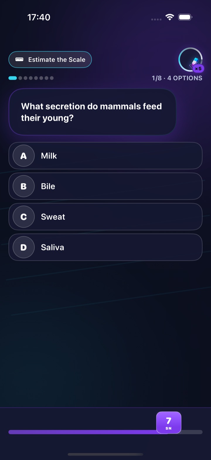 First 8 Seconds English question screen on iPhone