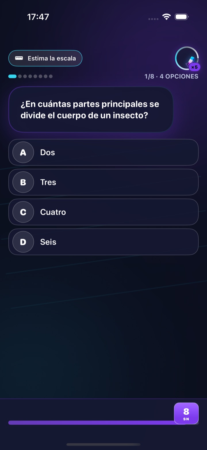 Pregunta de First 8 Seconds en español en iPhone