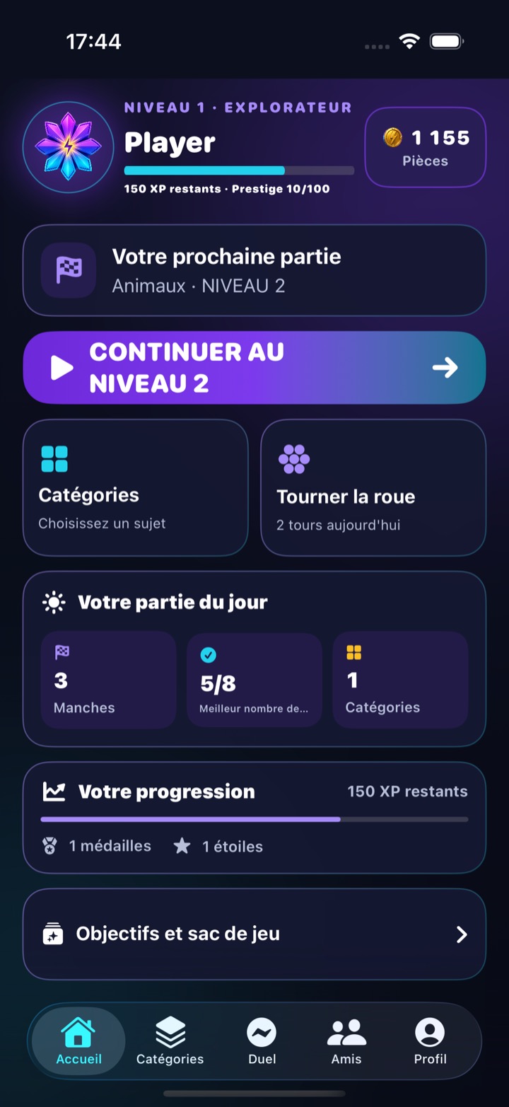 Accueil français de First 8 Seconds sur iPhone