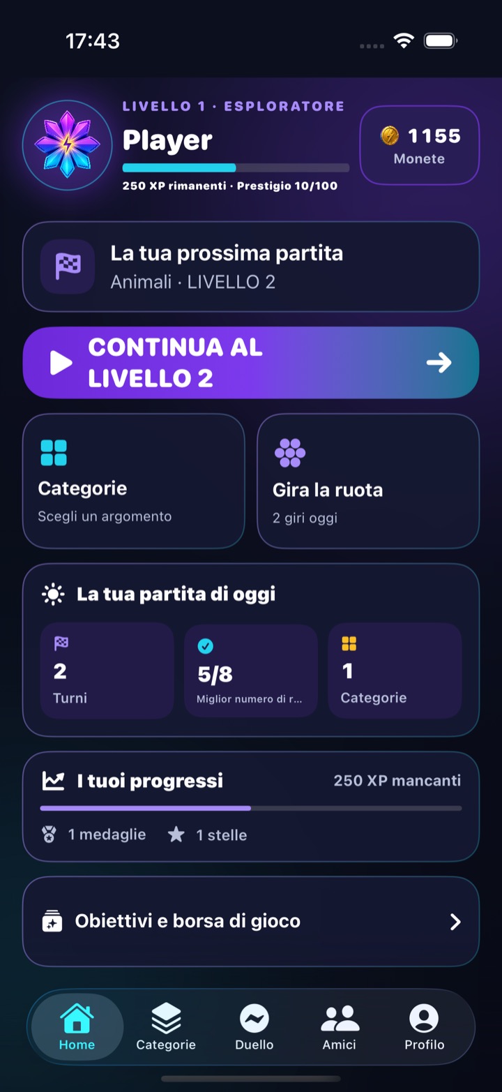 Home italiana di First 8 Seconds su iPhone
