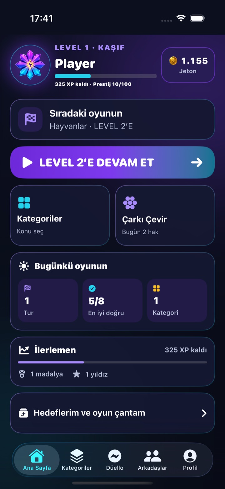 İlk 8 Saniye Türkçe ana ekranı iPhone'da